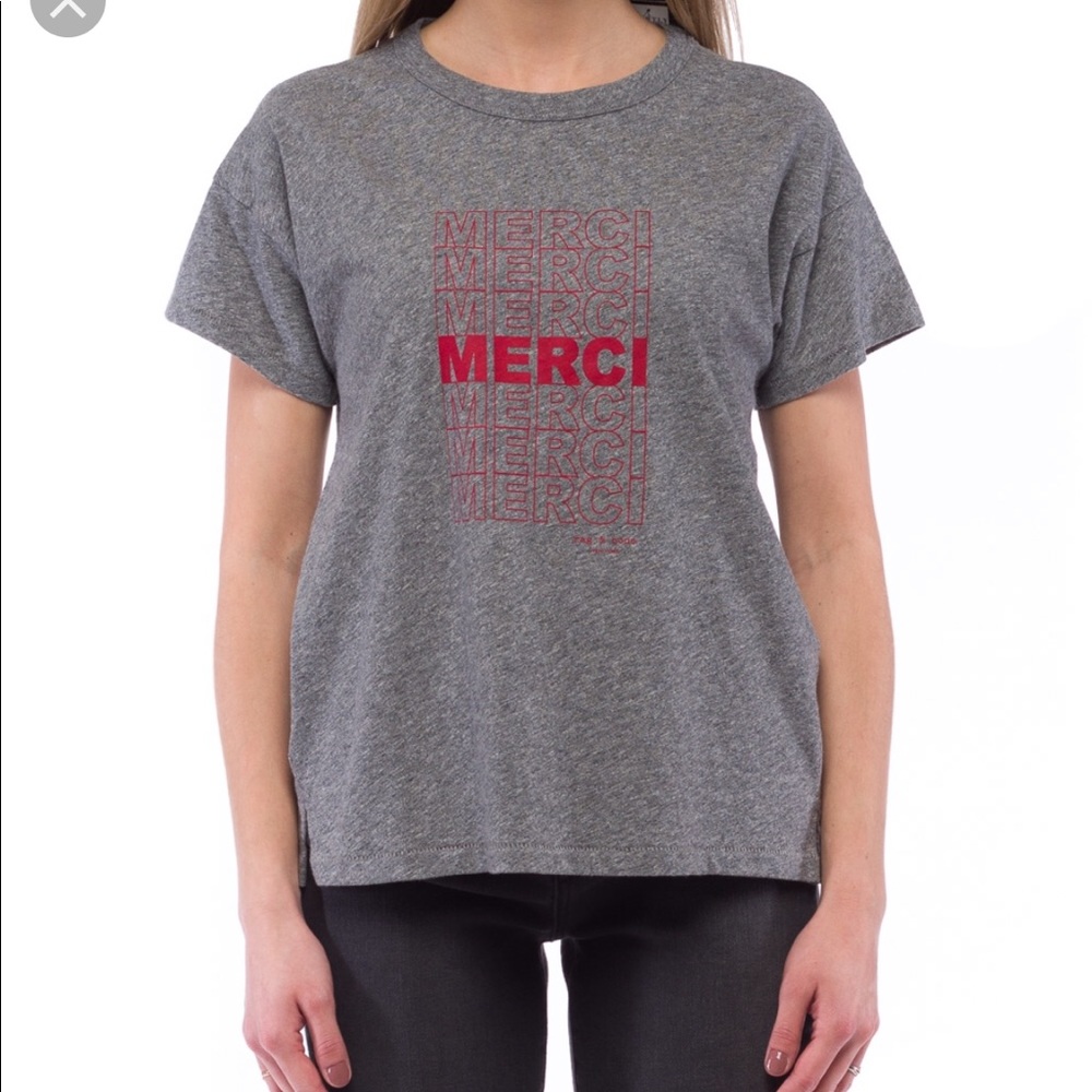 rag & bone Gray Tee with Red Print